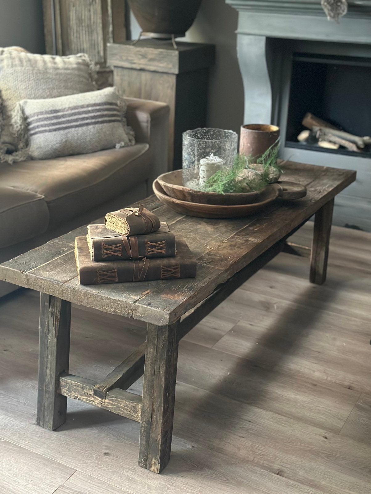 Oud houten Salontafel Old farm Aura Peeperkorn, Ophalen of Verzenden, Zo goed als nieuw, Rechthoekig, 50 tot 100 cm