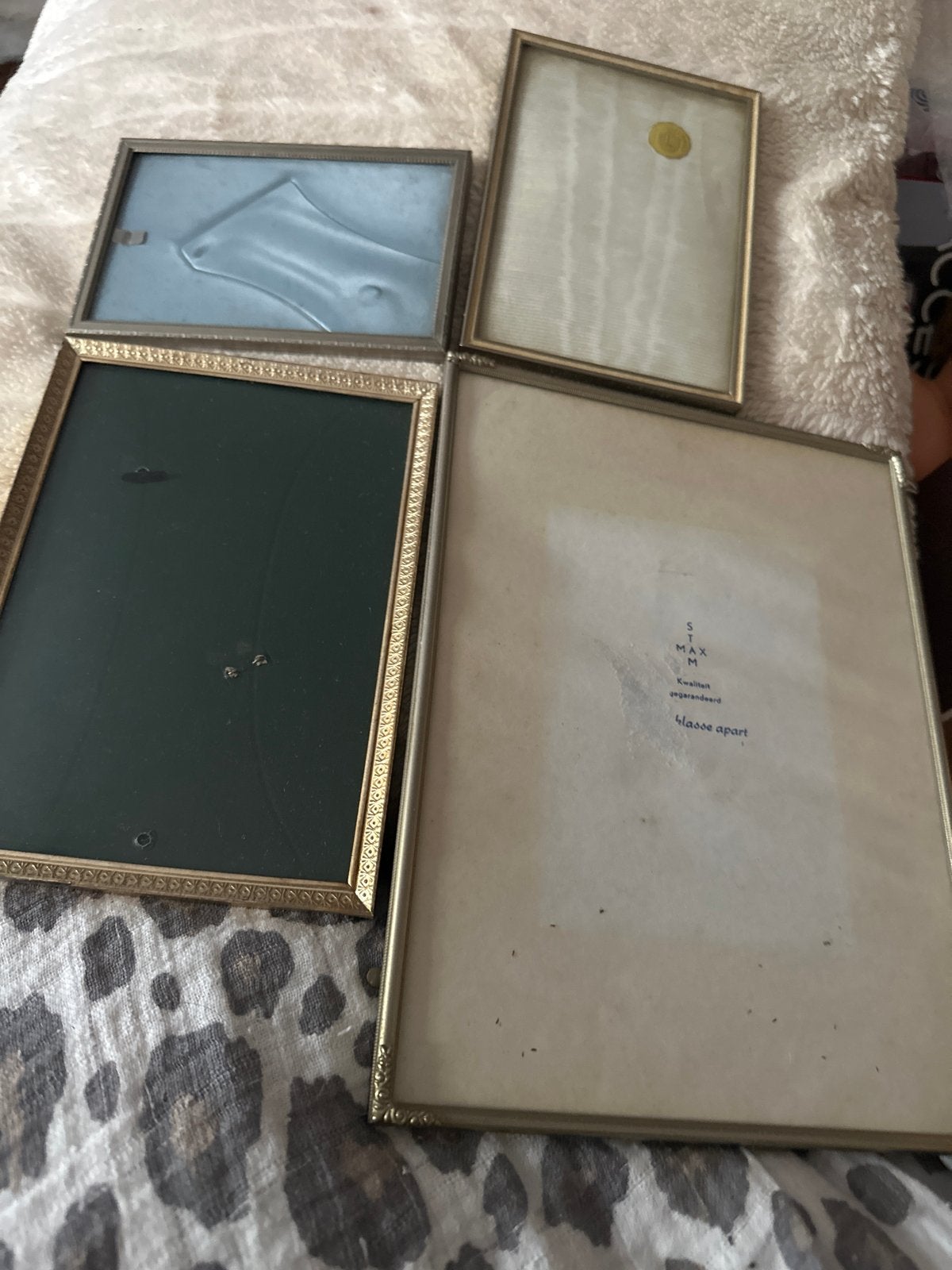 Set van 4 vintage handwaaiers en 4 fotolijstjes, Ophalen of Verzenden