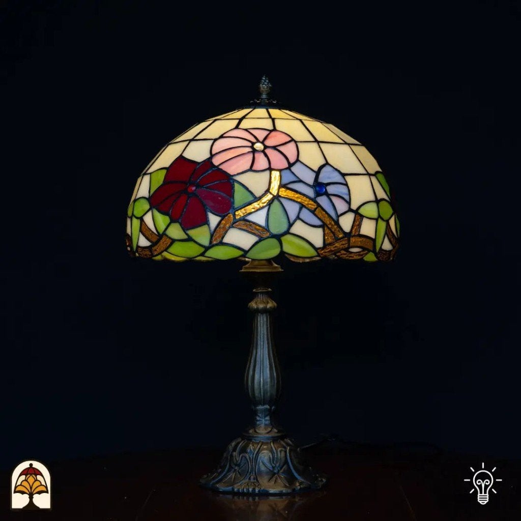 Tiffany tafellamp Aurora Bloom 30 cm - handgemaakt, nieuw, Ophalen of Verzenden, Handgemaakt, Art deco, Tiffany lamp