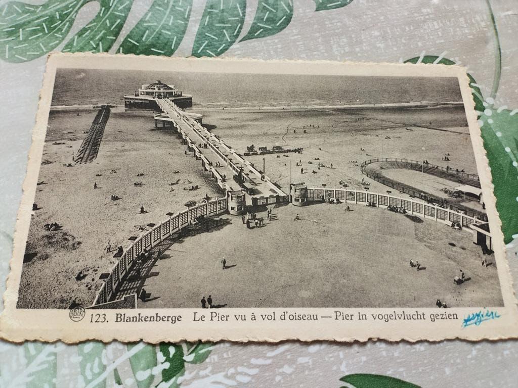 Oude Postkaart Blankenberge Pier - Vogelvlucht Zicht, Ophalen, Voor 1920, Gelopen, West-Vlaanderen
