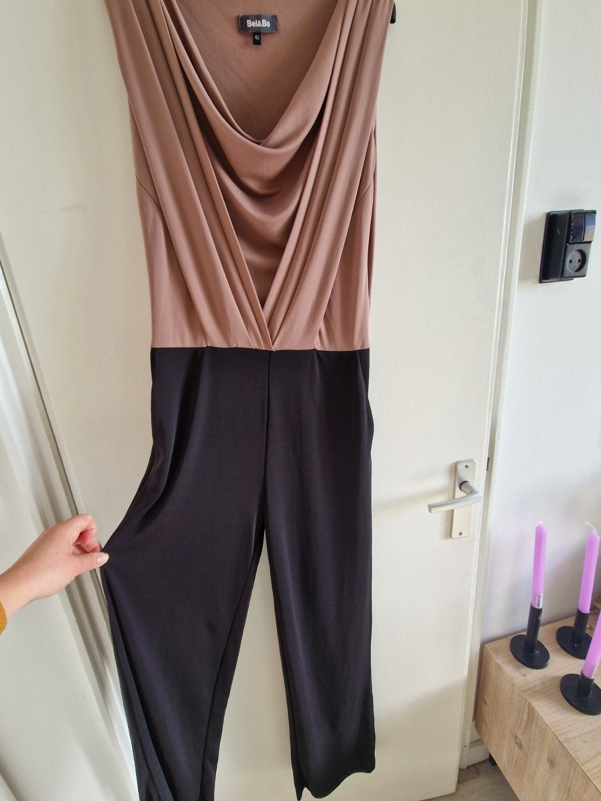 Bel&Bo jumpsuit maat 40 beige/zwart, Kleding | Dames, Jumpsuits, Maat 38/40 (M), Ophalen of Verzenden, Zo goed als nieuw, Bel&Bo