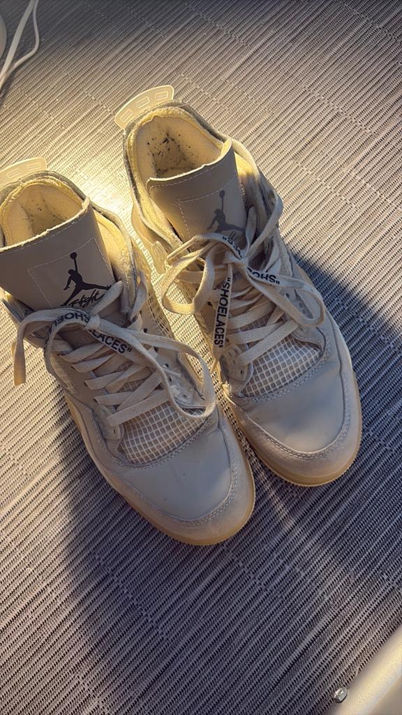Nike Air Jordan 4 Retro Off-White Sail, Beige, Ophalen of Verzenden, Sneakers of Gympen, Gedragen