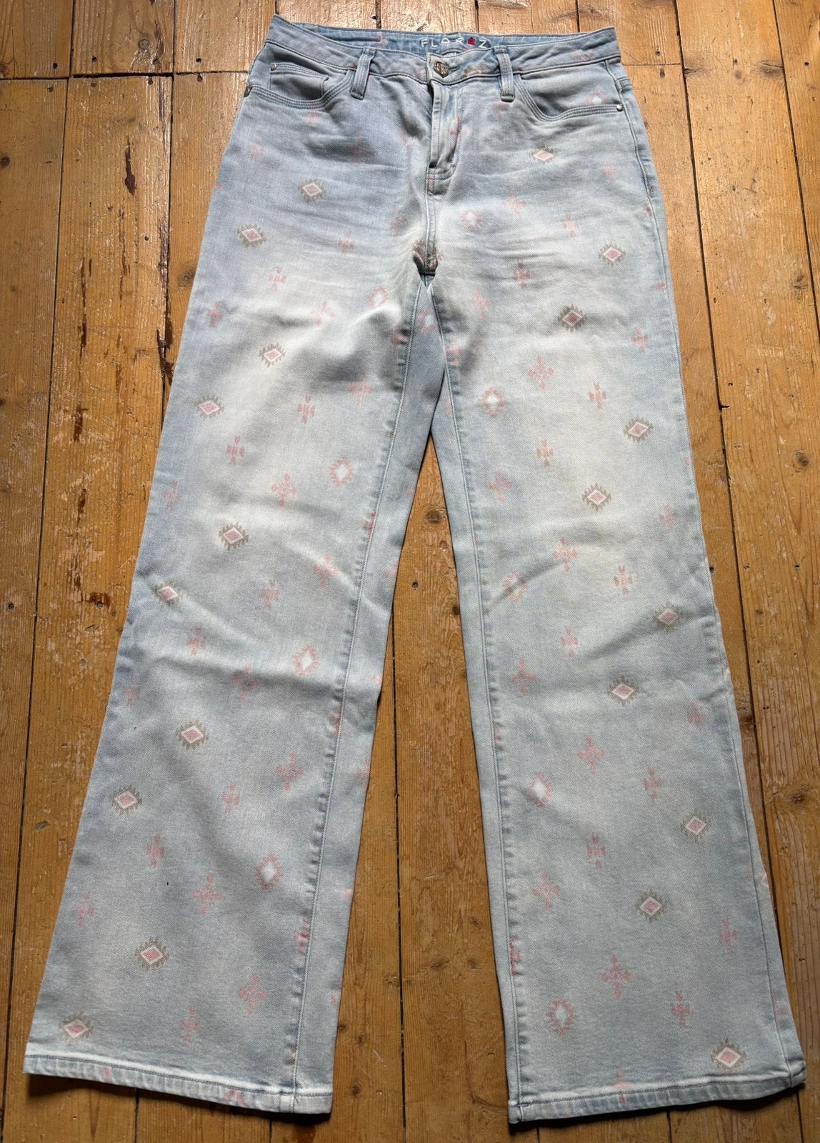 Florez sophie straight aztec print jeans 31, Verzenden, Zo goed als nieuw, Blauw, W30 - W32 (confectie 38/40)