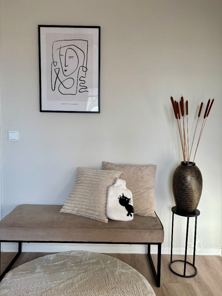 Bankje Pien fluweel beige KARWEI, Ophalen, Minder dan 50 cm, 100 tot 125 cm, Zo goed als nieuw