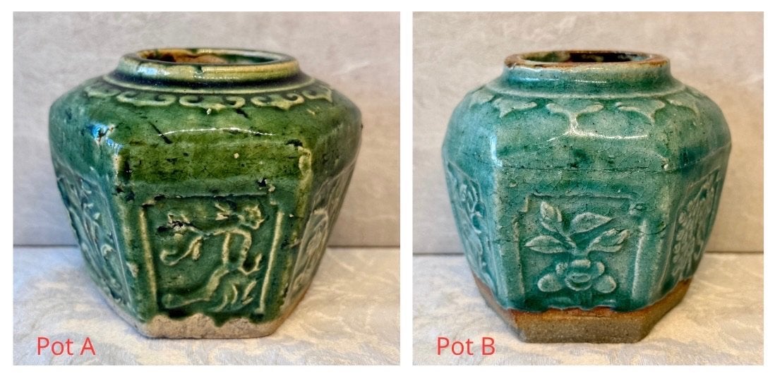 Antieke Chinese gemberpotten (set van 2), Ophalen of Verzenden