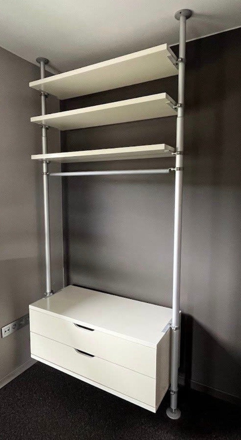 IKEA Stolmen ladekast met 3 planken en kledingroede, Huis en Inrichting, Ophalen, Gebruikt, 50 tot 100 cm, Metaal