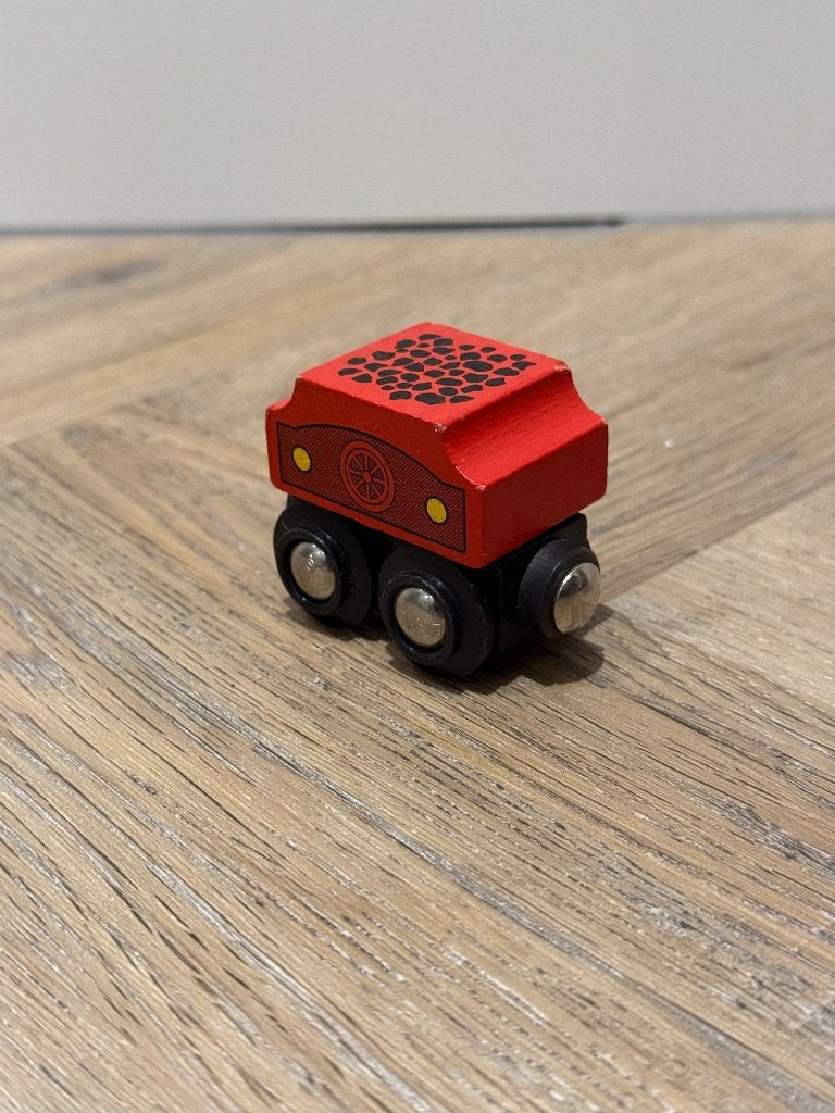 Heel goed rood Brio houten trein vintage kolen wagon 33644, Ophalen of Verzenden, Zo goed als nieuw