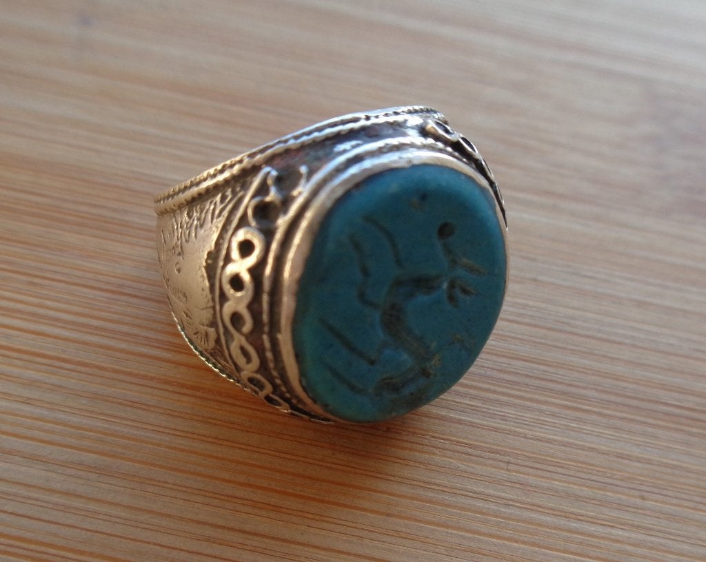 antiek zilveren heren ring met turkoois [365], Sieraden, Tassen en Uiterlijk, Antieke sieraden, Verzenden, Zilver, Ring, Met edelsteen