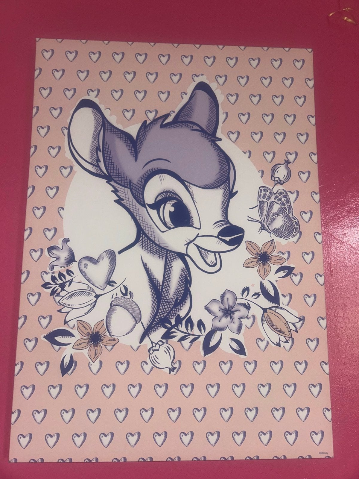 Bambi Schilderij 50x70 cm - Leuke Decoratie voor Kinderkamer, Ophalen of Verzenden, Zo goed als nieuw, Wanddecoratie