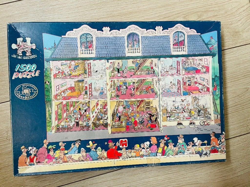 Jan v Haasteren hotel puzzel, Ophalen of Verzenden, 500 t/m 1500 stukjes, Gebruikt, Legpuzzel