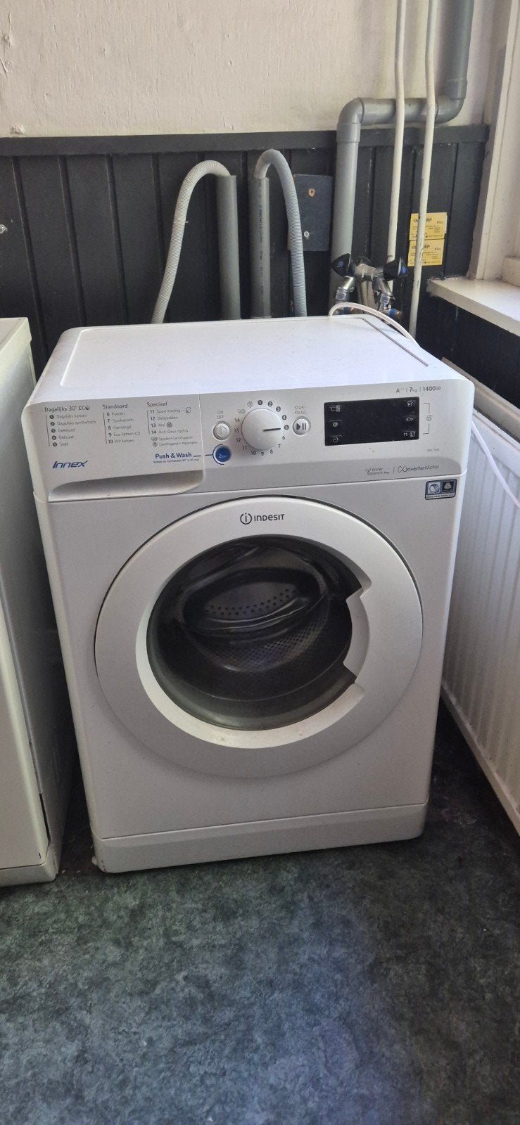 Indesit wasmachine - 6 kg, 1400 toeren, Gebruikt, Ophalen of Verzenden, Voorlader, 85 tot 90 cm