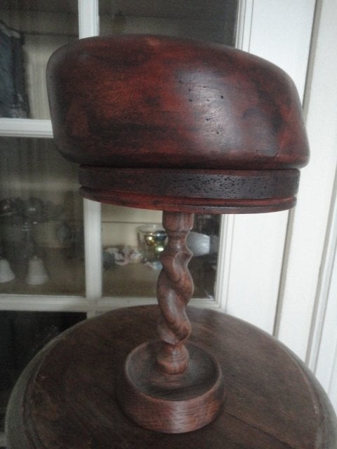 antieke ENGELSE houten HOEDENMAL met BARLEY TWIST, gedraaid, Ophalen of Verzenden