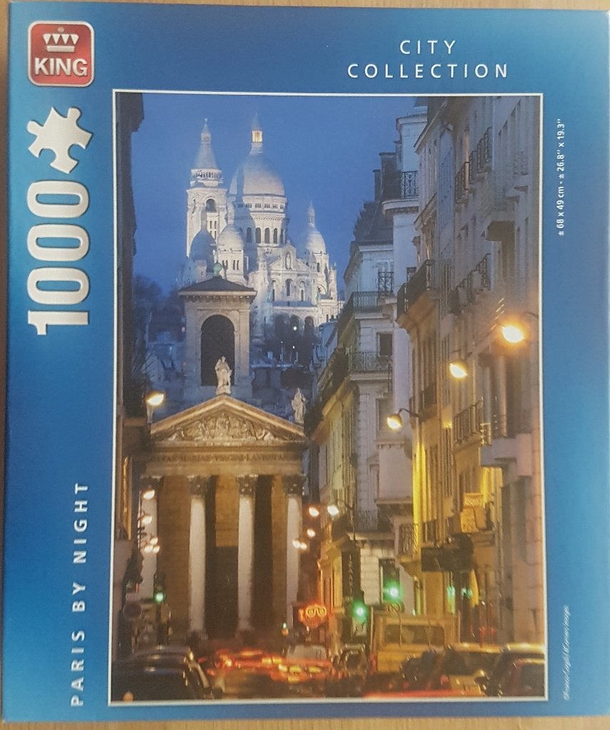 King puzzel Paris by night 1000 pc. zgan, Ophalen of Verzenden, 500 t/m 1500 stukjes, Zo goed als nieuw, Legpuzzel