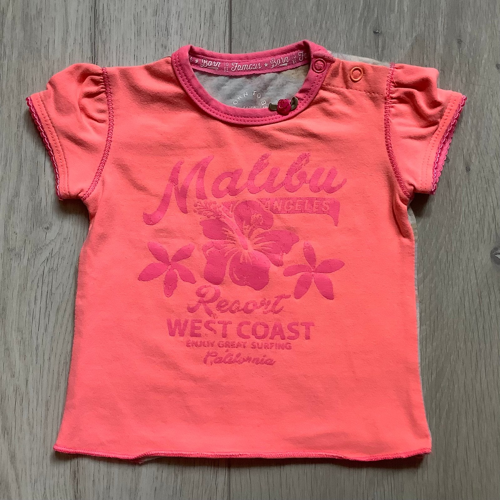 Born to be Famous shirt - Maat 50/56, Kinderen en Baby's, Babykleding | Maat 56, Ophalen of Verzenden, Zo goed als nieuw, Meisje