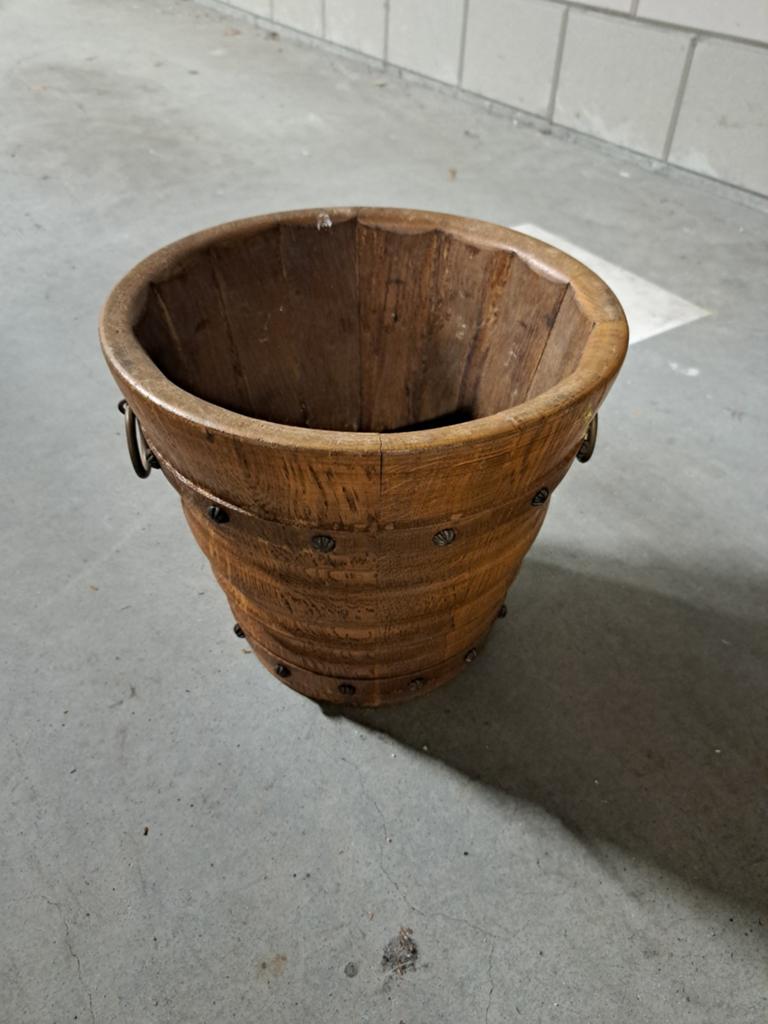 Houten vintage planten pot hoog 25cm bij 23cm, Ophalen, Gebruikt