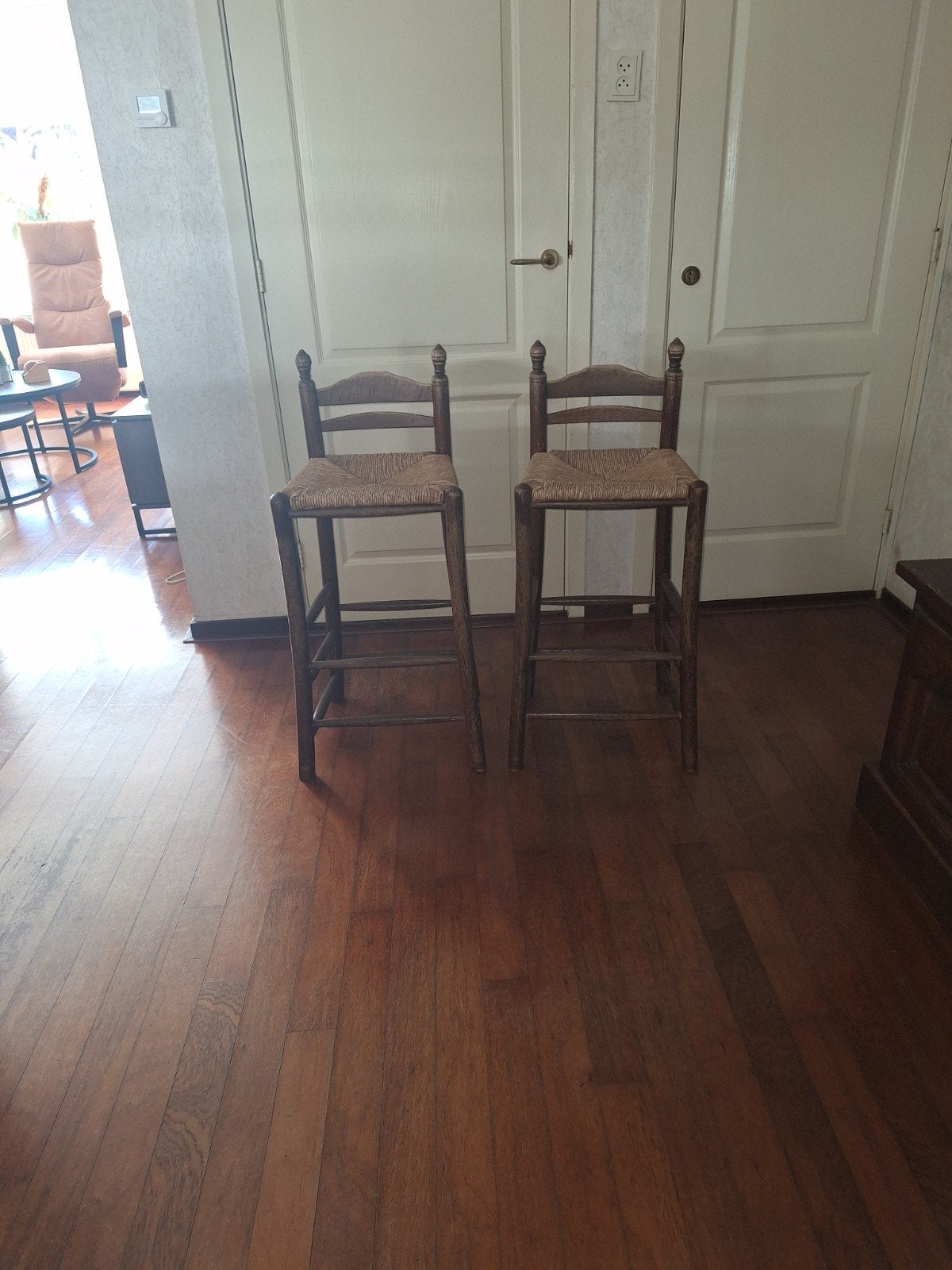 Barkrukken, Huis en Inrichting, Ophalen, Gebruikt, Hout, 60 tot 90 cm
