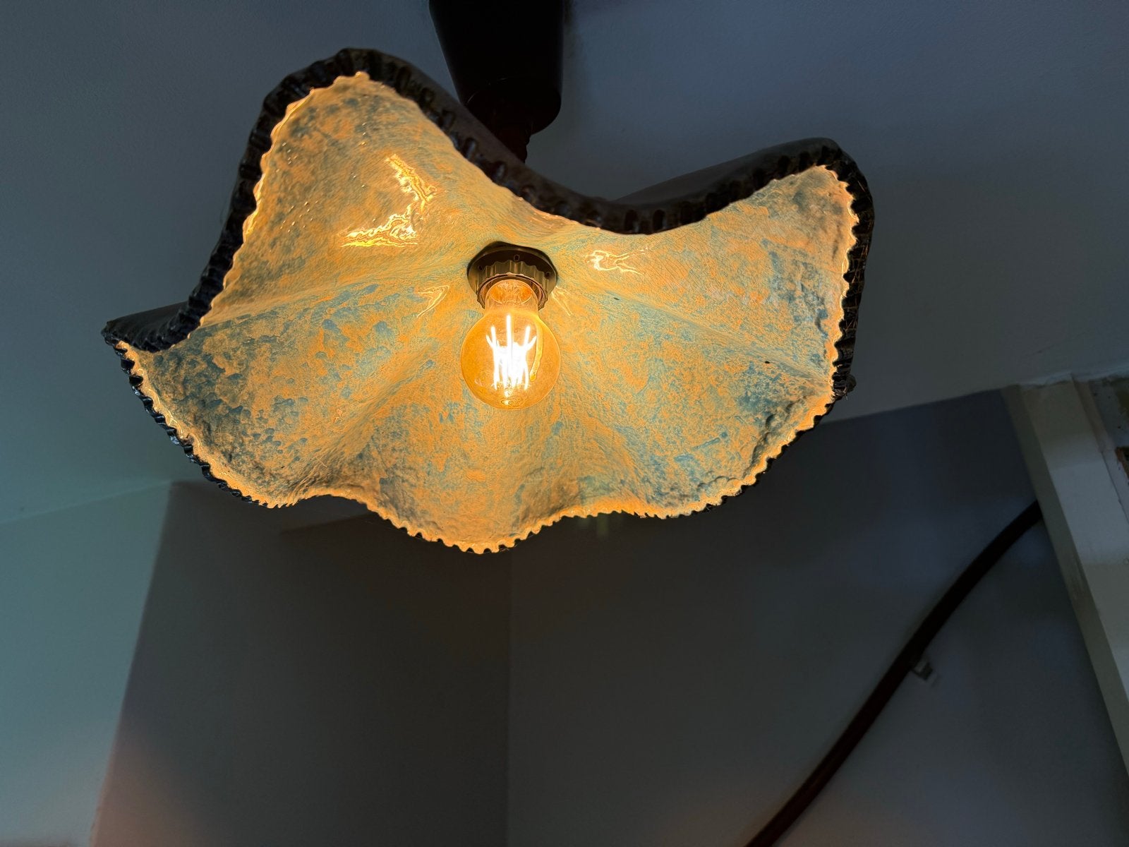 Oude Craquelé Keramische Plafondlamp - jaren 70, Ophalen