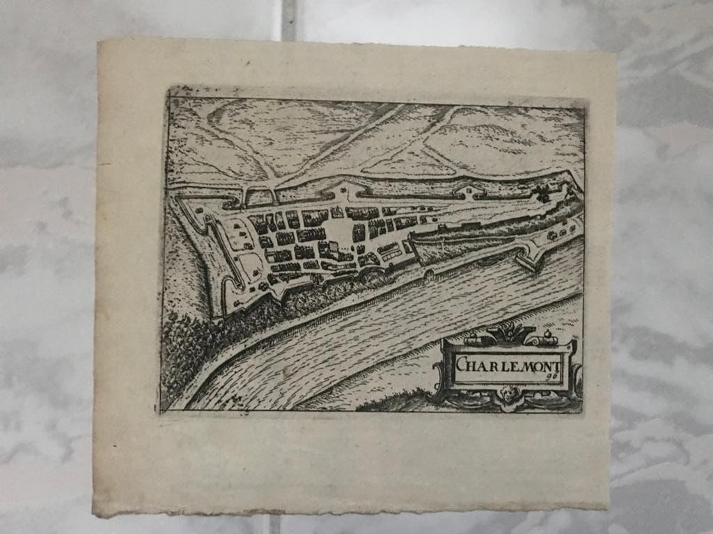 Lodovico Guicciardini, antiek plan Charlemont, 1612, mooi!, Origineel, Cartografie, Gravure, 1600 - 1699