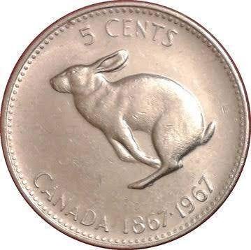Canada - 5 cent 1967 - "the Hopping Rabbit"!, Postzegels en Munten, Munten | Amerika, Verzenden, Noord-Amerika, Losse munt