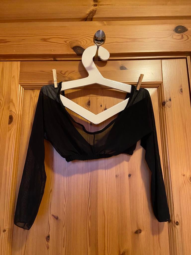 Bolero zwart tule mouwen 40/42 XL, Zwart, Maat 42/44 (L), Ophalen of Verzenden, Zo goed als nieuw