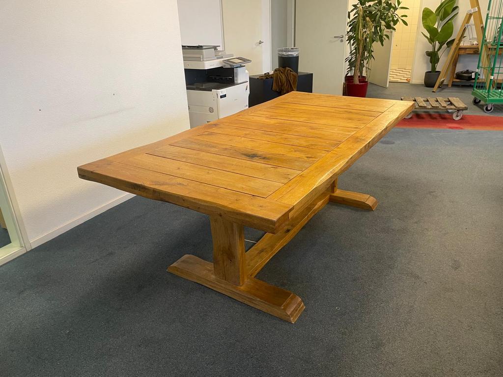 Massief Eiken tafel!, 100 tot 150 cm, Eikenhout, 200 cm of meer, Ophalen of Verzenden