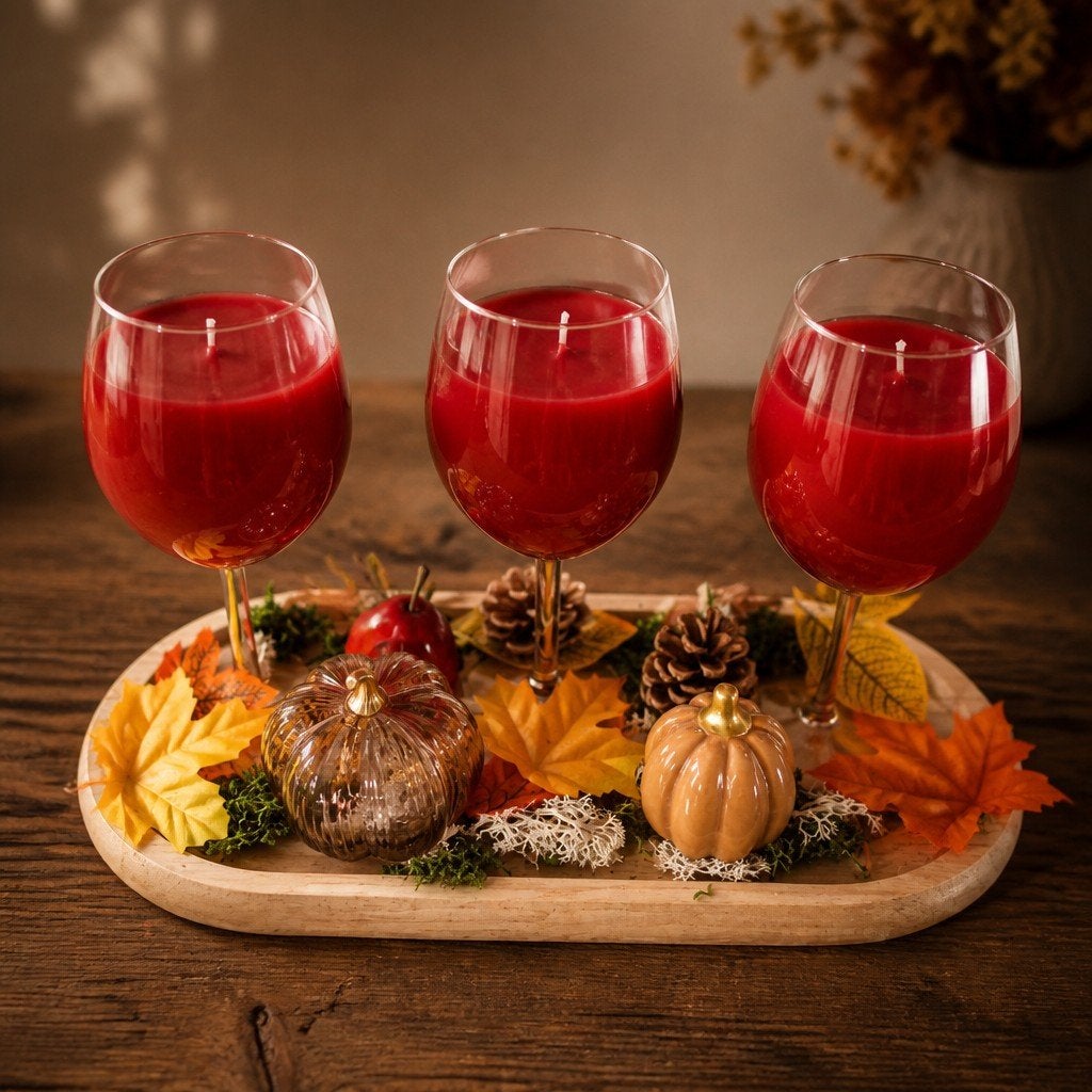 Herfst schaal met kaarsen en decoratie, Nieuw, Ophalen of Verzenden, Glas, Kaars