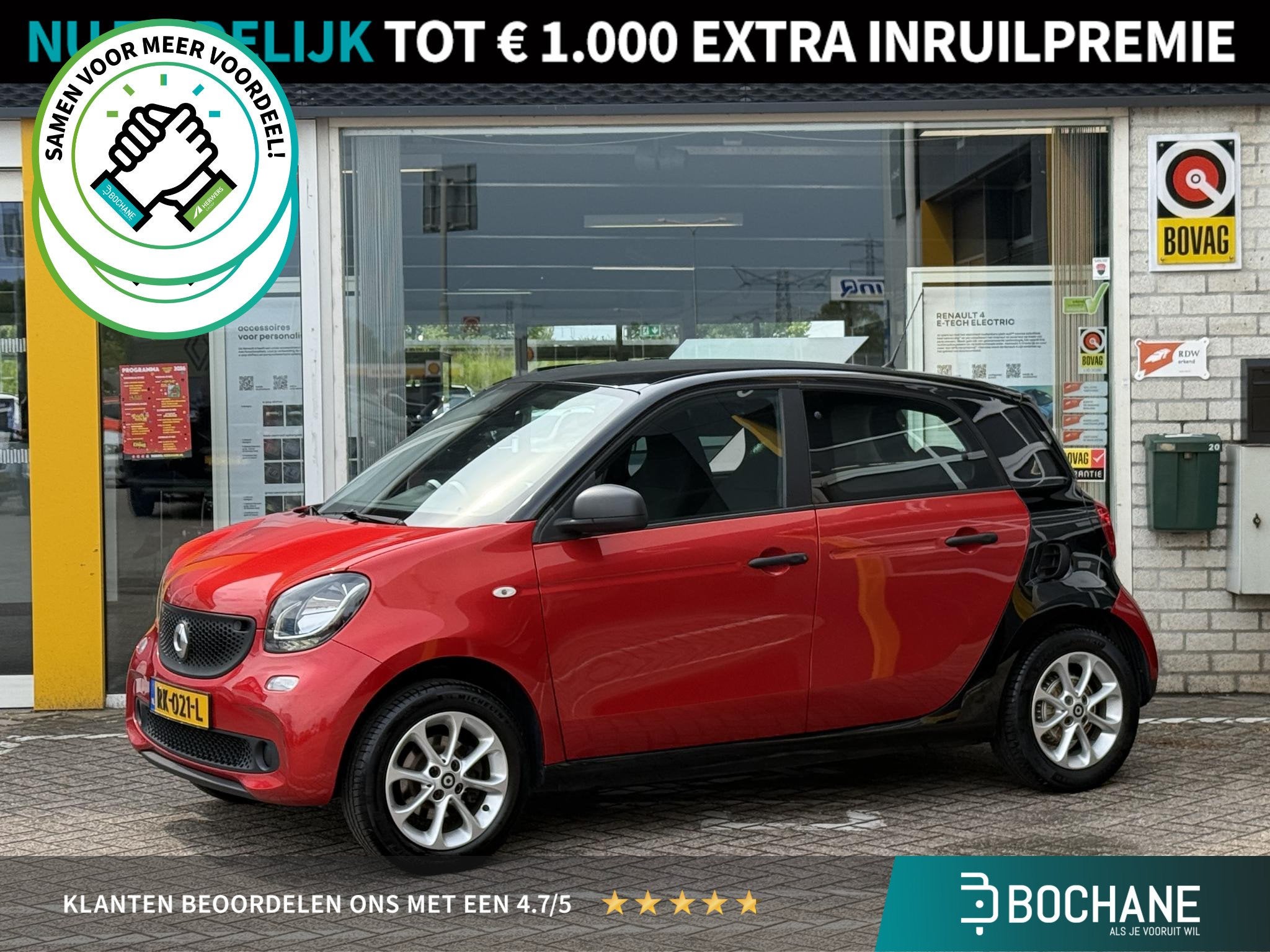 smart forfour 1.0 Pure Automaat | NAP | Cruise Control | Cli, Auto's, Automaat, Gebruikt, Start-stop-systeem, 4 stoelen