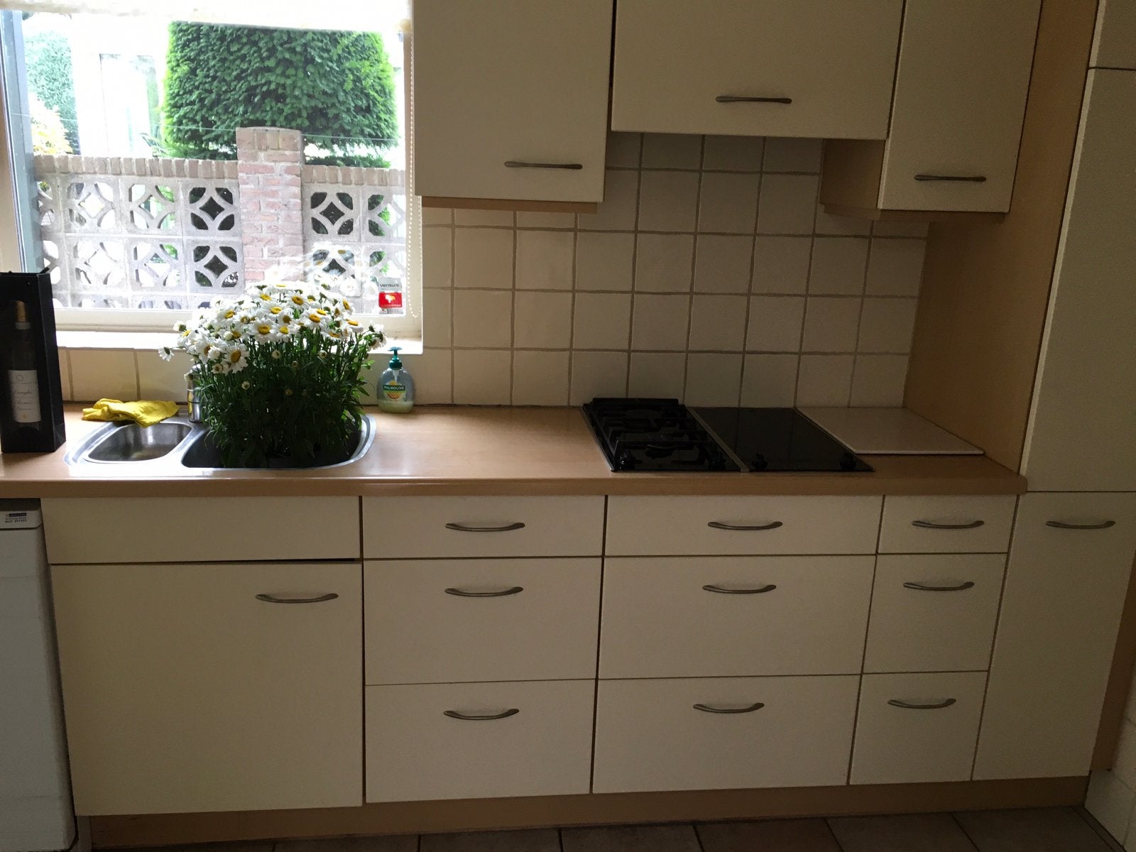Keukenblok keuken, Huis en Inrichting, Keuken | Complete keukens, Ophalen, Gebruikt, Crème, Enkelwandige keuken