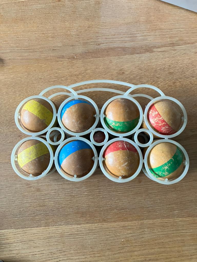 Vintage houten jeu de boules petanque ballen, Ophalen of Verzenden