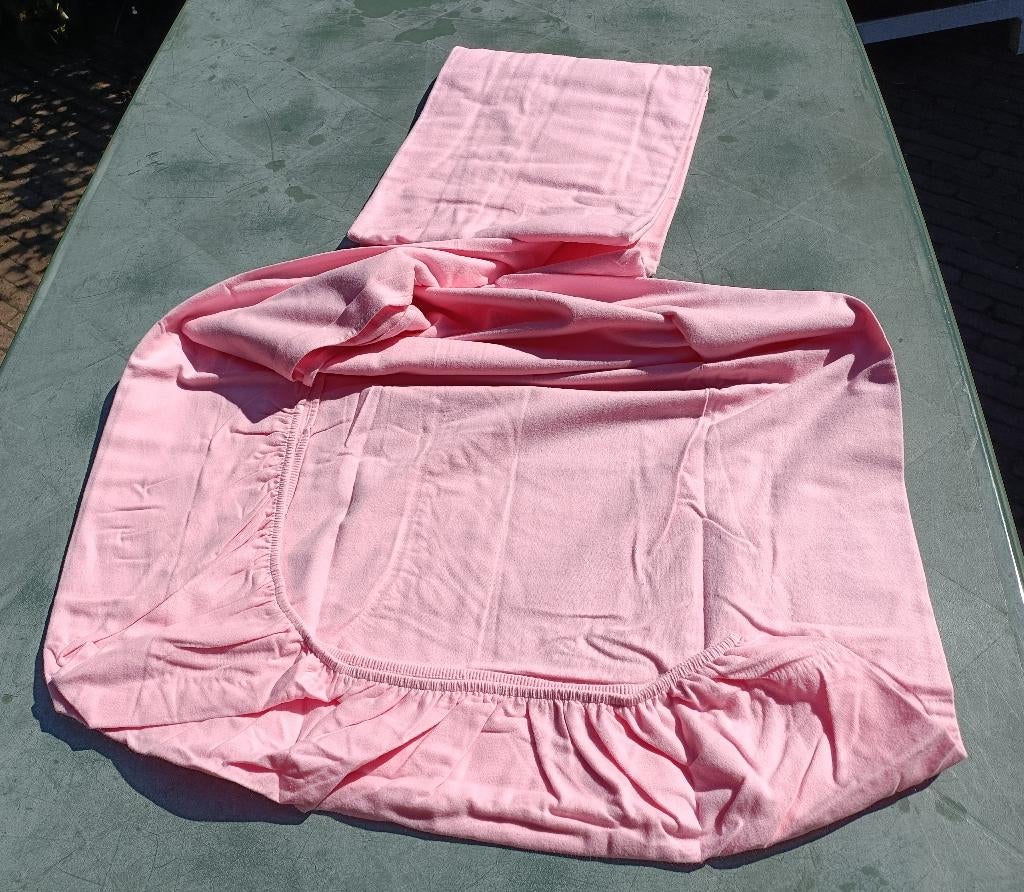 NIEUW Vintage FLANEL molton roze hoeslaken 1.20x2.00 (A45), Eenpersoons, Overige typen, Nieuw, Ophalen of Verzenden