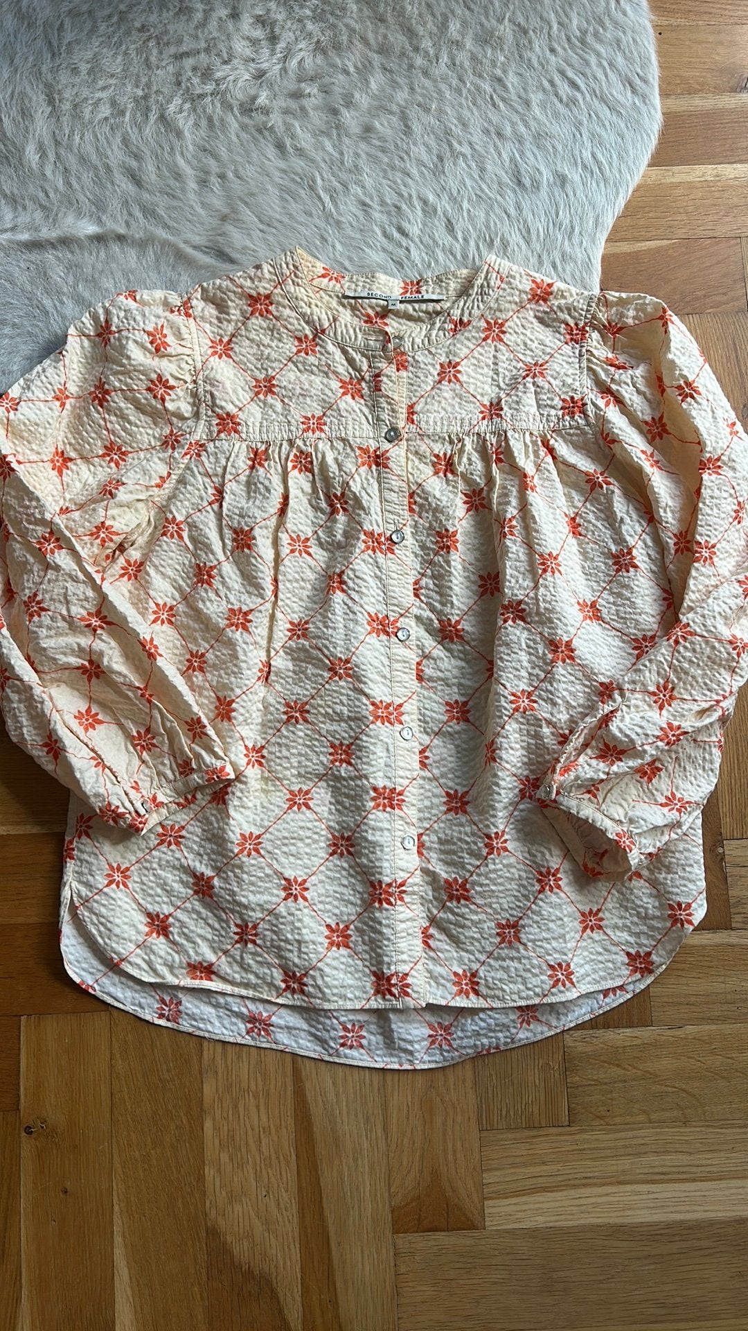 Beige licht geel blouse second Female M, Kleding | Dames, Ophalen of Verzenden, Zo goed als nieuw, Maat 38/40 (M), Beige