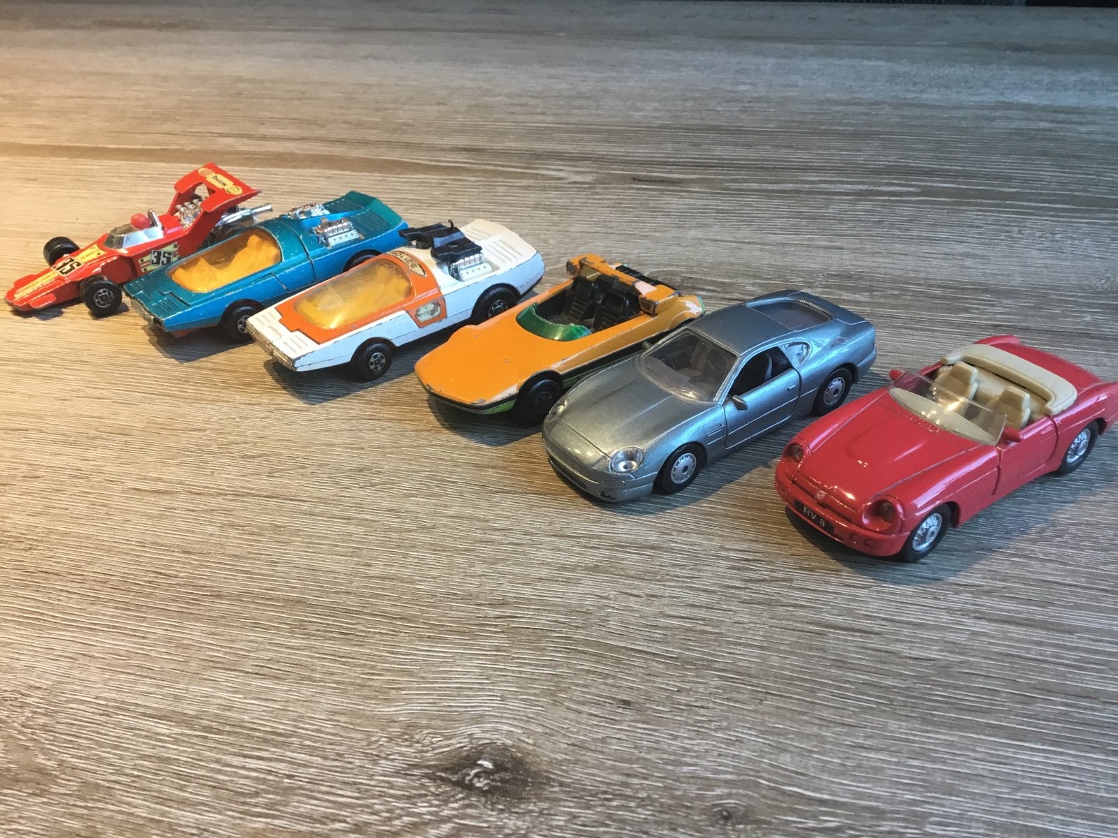 Verzameling set van 6 vintage groot formaat speelgoedauto's, Ophalen of Verzenden, Gebruikt