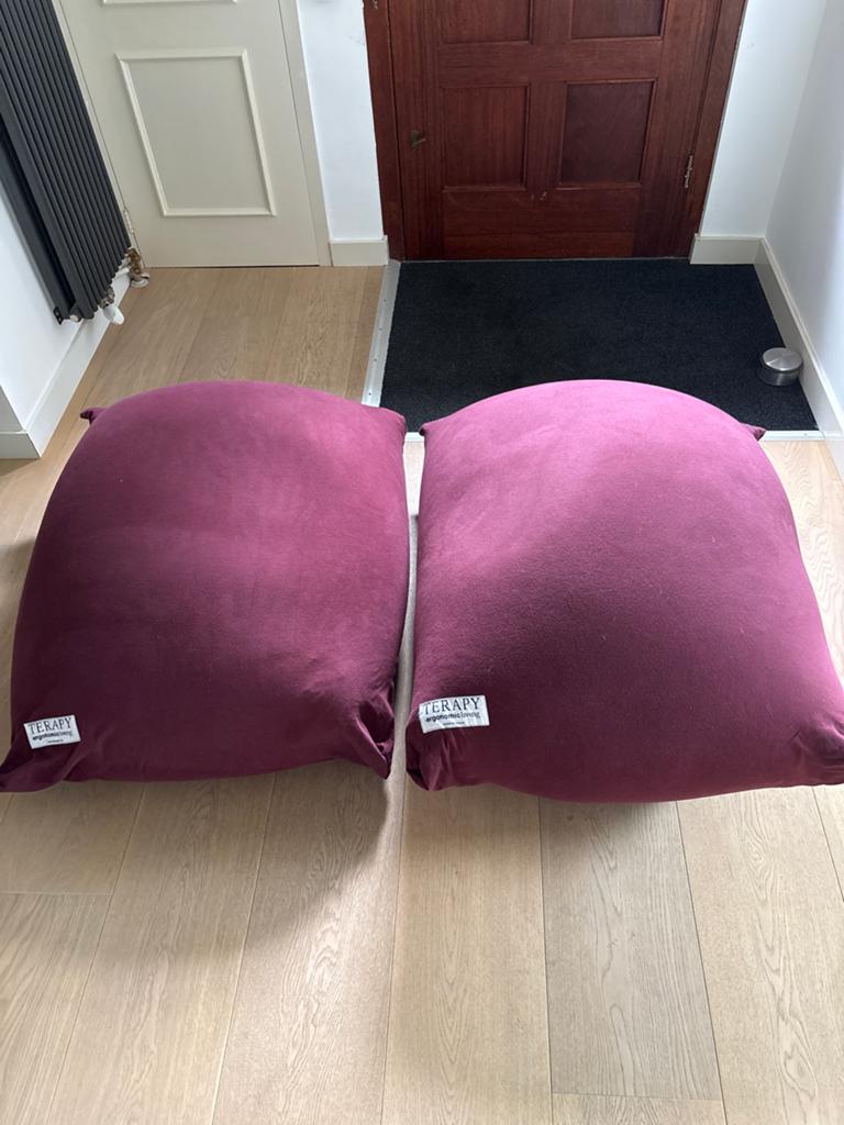 2 Zitzakken van Terapy, aubergine/bordeauxrood, prima staat, Huis en Inrichting, Zitzakken, Ophalen, Zo goed als nieuw, Overige kleuren