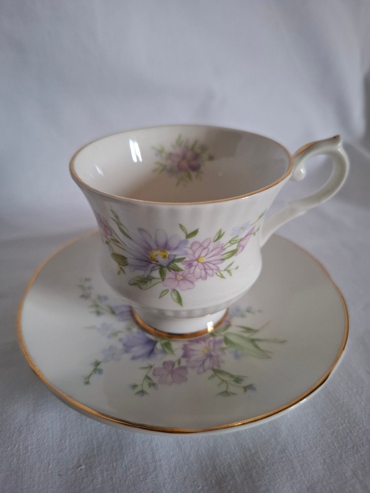 Vintage Engelse Kop en Schotel - Springfield Fine Bone China, Ophalen of Verzenden, Zo goed als nieuw, Porselein, Kop en/of schotel