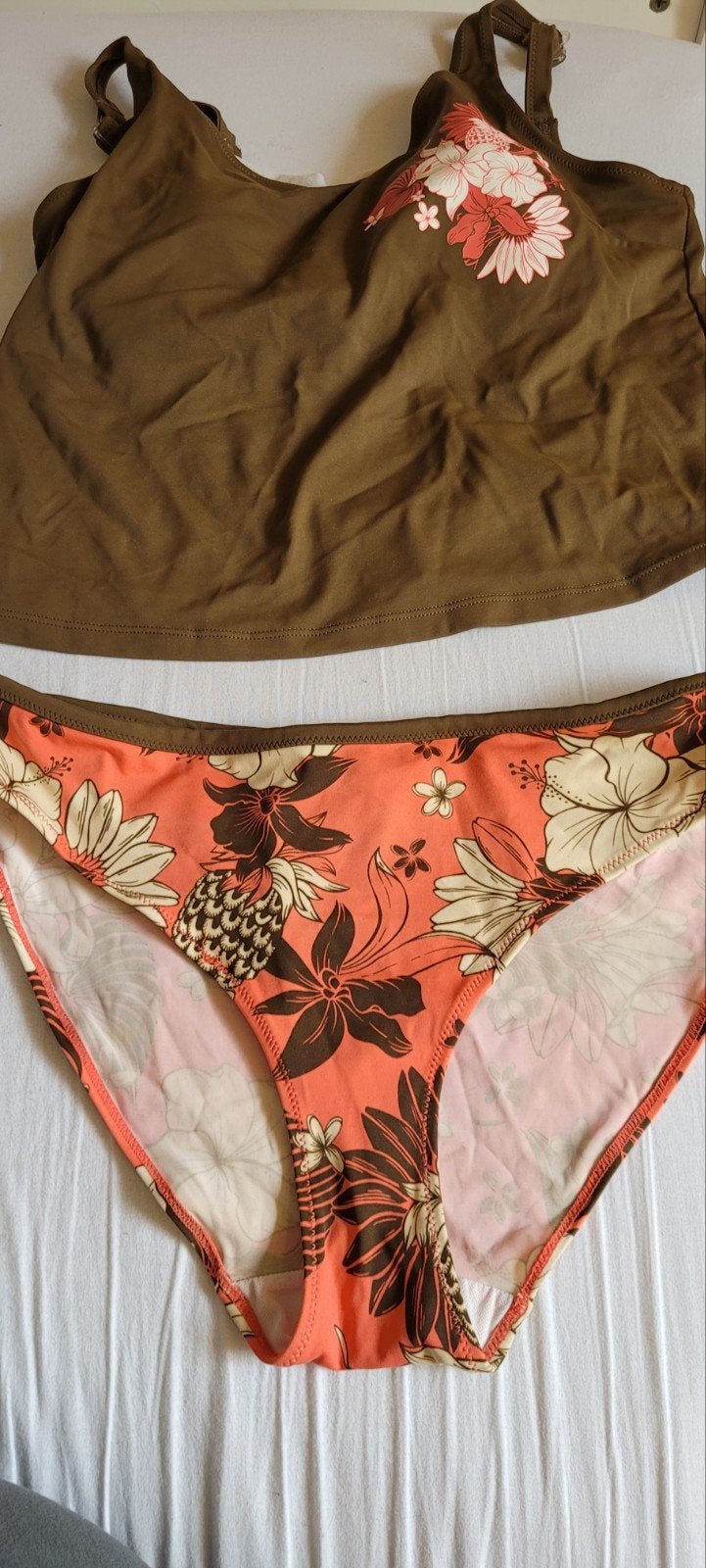 Tankini Badpak - Bruin met Bloemenprint, Overige typen, Bruin, Verzenden, Zo goed als nieuw