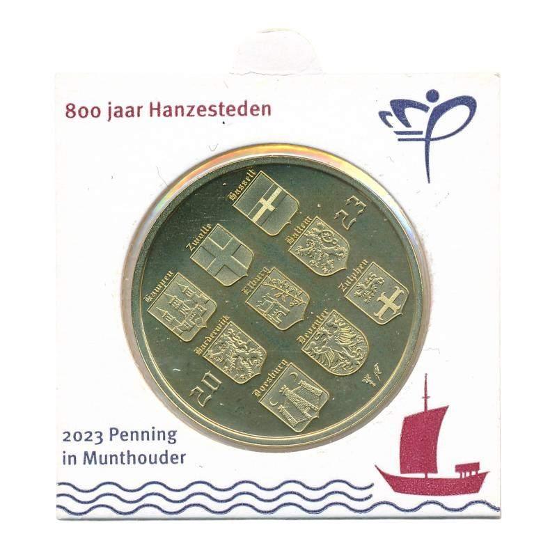 800 jaar Hanzesteden Penning in Munthouder 2023, Ophalen of Verzenden, Overige materialen, Nederland