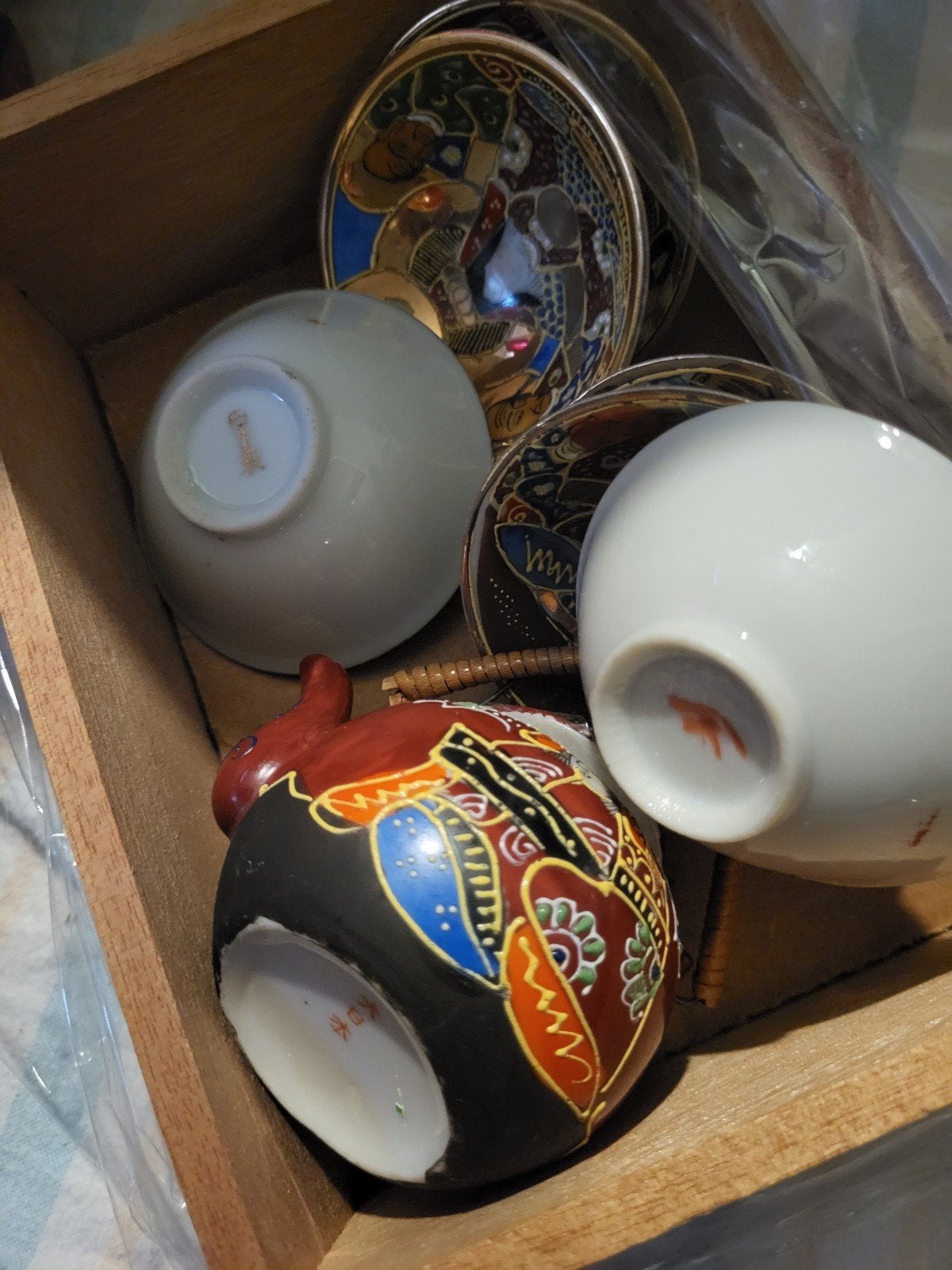 Antiek Japans Theeserviesje met Theepot en 6 Kommetjes, Ophalen of Verzenden