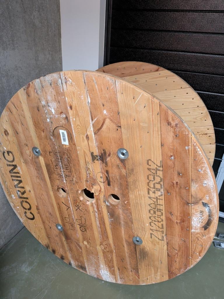 Grote houten kabelhaspel (Ø 126 cm) - Ideaal als tuintafel!, Tuin en Terras, Ophalen, Gebruikt