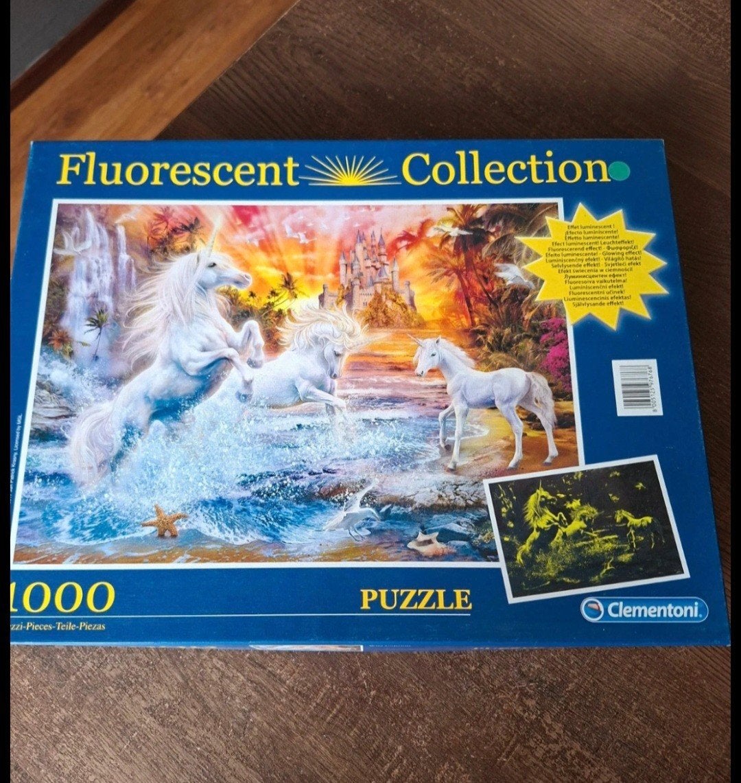 Clementoni Fluorescende Eenhoorn Puzzel 1000 stukjes, Ophalen of Verzenden, 500 t/m 1500 stukjes, Gebruikt, Legpuzzel