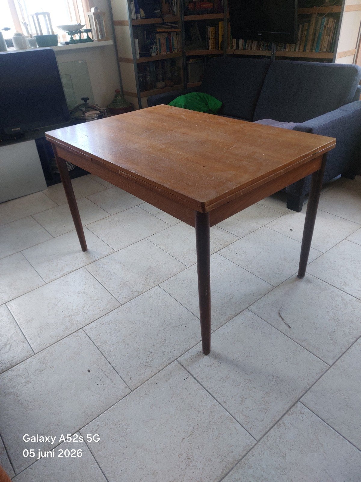 Retro / Vintage eetkamer-tafel, Ophalen, Gebruikt, 100 tot 150 cm, 50 tot 100 cm