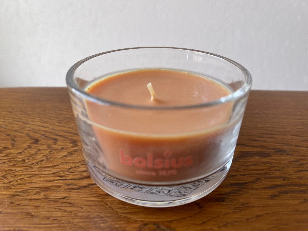 "Bolsius" 'Kaars in Glas' Geur: Appel/Kaneel Nieuw, Ophalen of Verzenden, Nieuw, Overige materialen