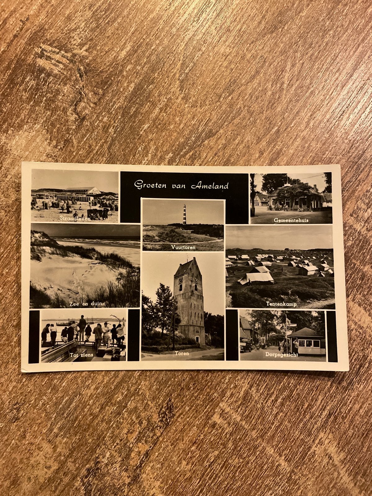 Oude ansichtkaart Ameland - Groeten van Ameland (1960), Ophalen of Verzenden, 1940 tot 1960, Gelopen, Waddeneilanden