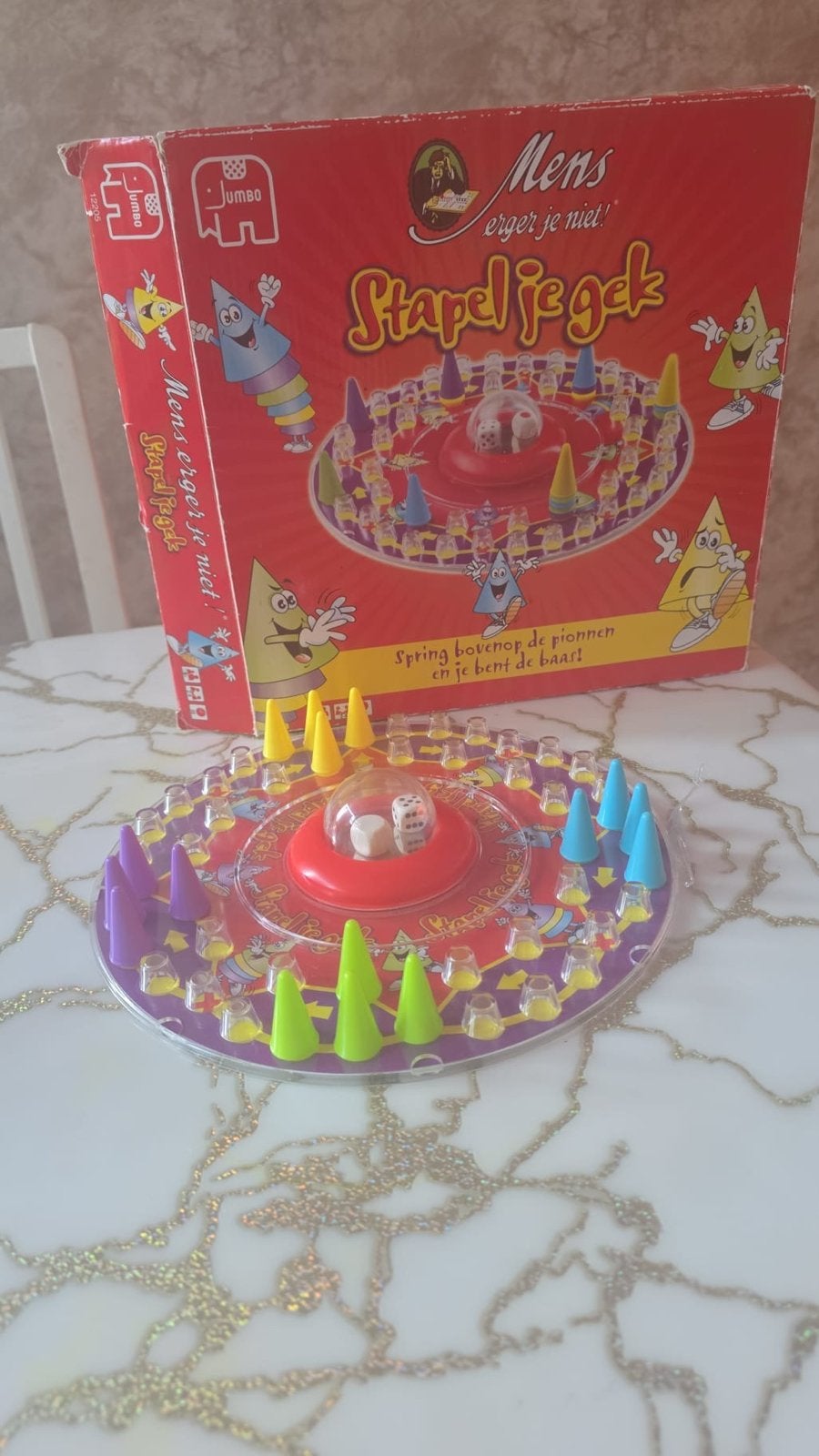 Mens Erger Je Niet! Stapel Je Gek - Jumbo Bordspel, Hobby en Vrije tijd, Drie of vier spelers, Ophalen of Verzenden, Gebruikt
