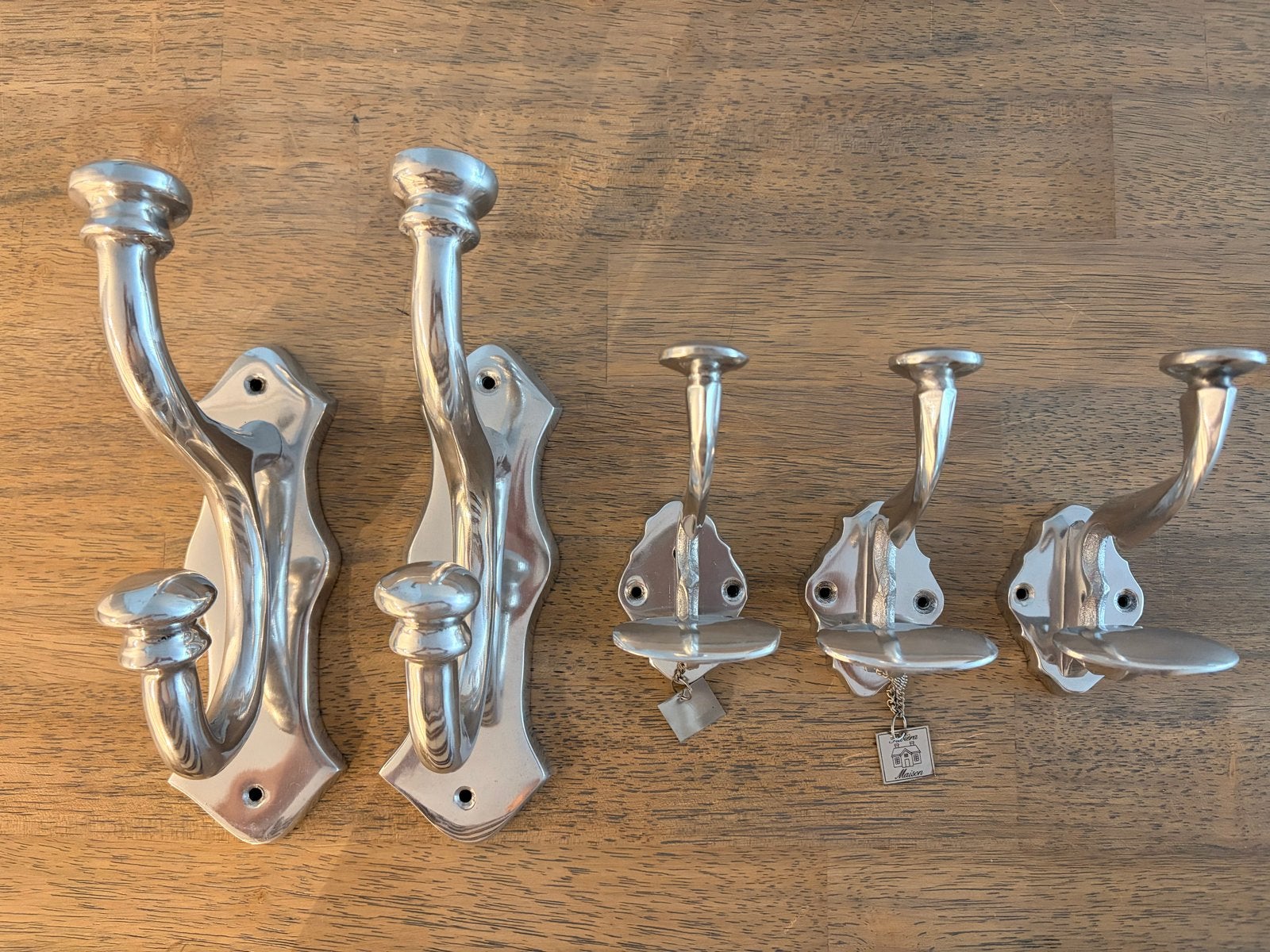 Set van 5 zilverkleurige kapstokhaken Rivièra Maison, Ophalen, Wandhaken, Zo goed als nieuw, Minder dan 100 cm