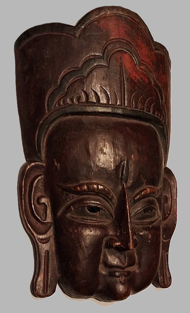 Cham-Dansmasker Guru Rinpoche Tibet Nepal, Masker, Meerkleurig, 33 cm, Tibet