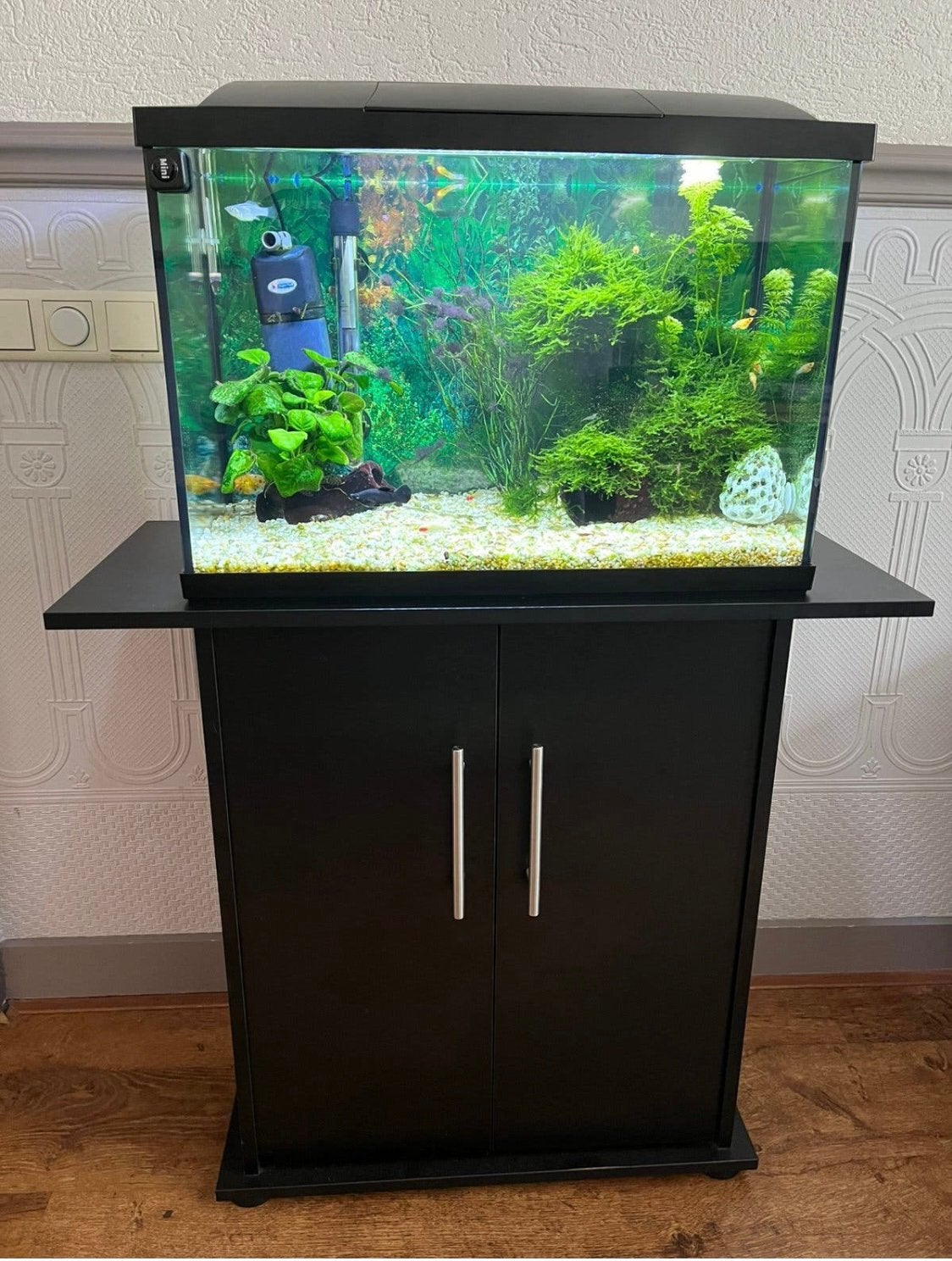 Compleet aquarium incl meubel!, Ophalen, Inclusief vissen, Zo goed als nieuw, Gevuld zoetwateraquarium