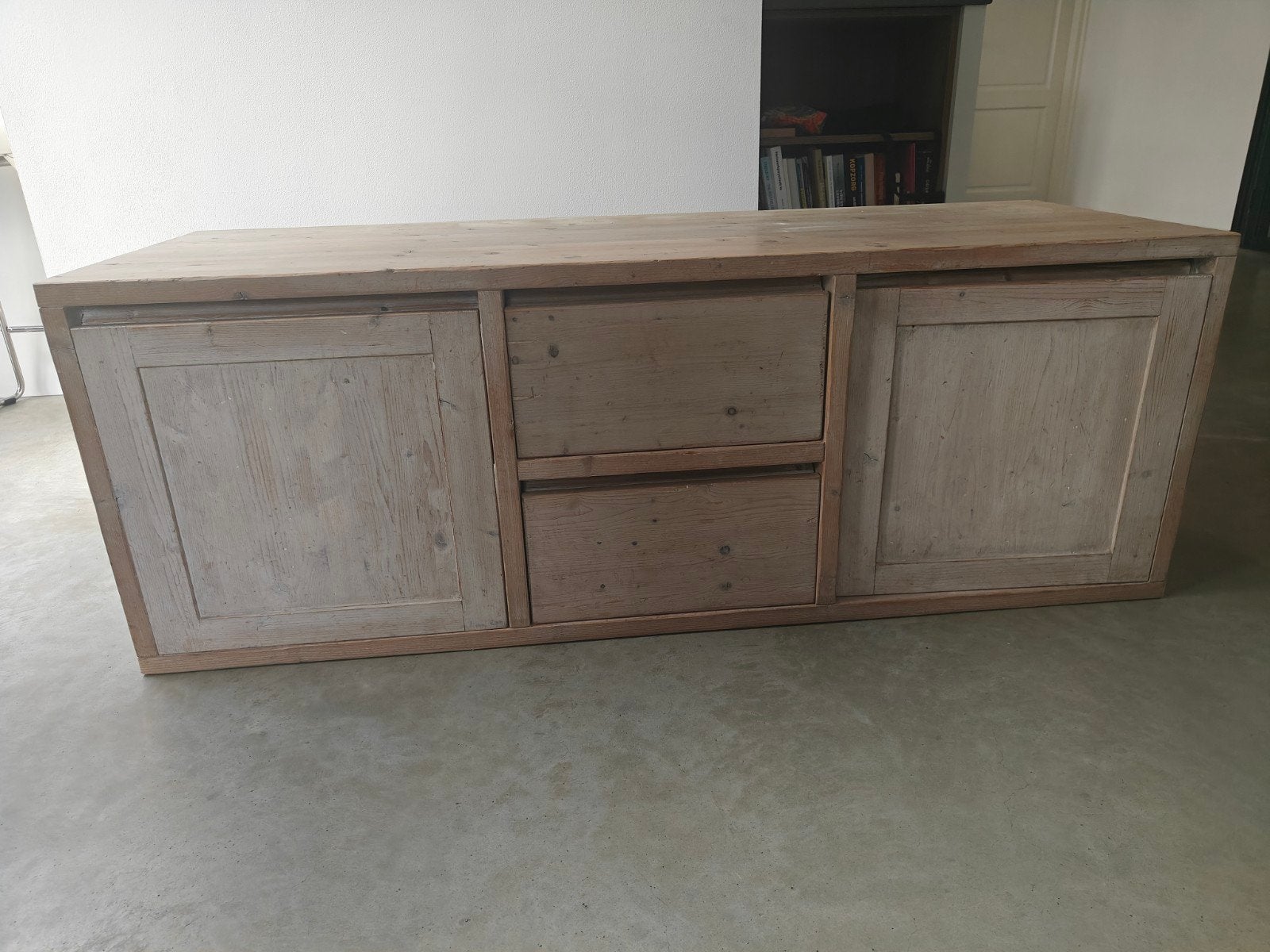 White wash tv-kast 140x49x51 cm, Ophalen, Gebruikt, 100 tot 150 cm, Minder dan 100 cm