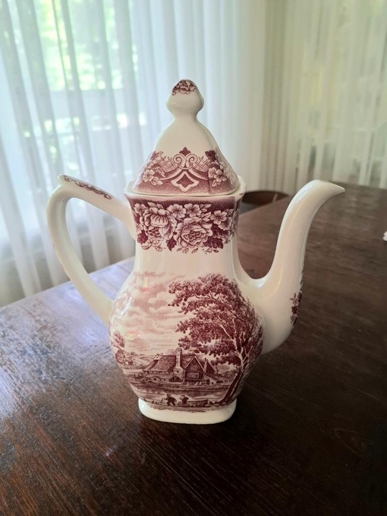 Antieke Grindley Homeland Koffiepot - Rood Transferware, Ophalen of Verzenden