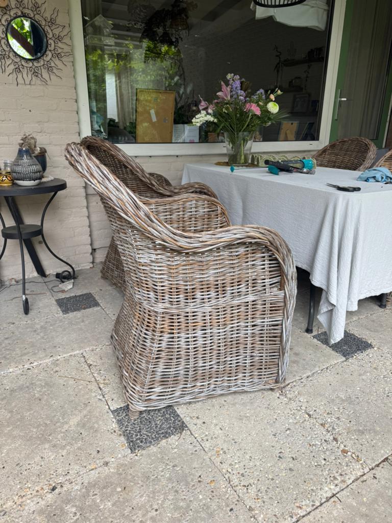 4 rotan stoelen, Ophalen, Zo goed als nieuw, 4 zitplaatsen