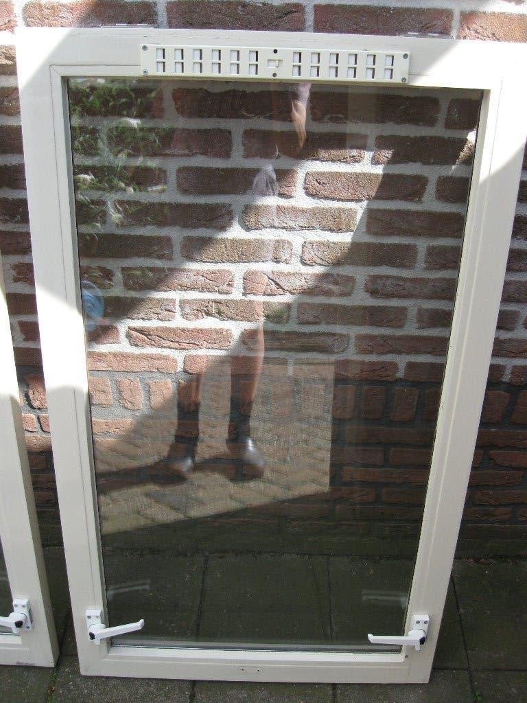 2 sets van 2 hardhouten ramen, Ophalen, Gevelraam of Ruit, Gebruikt, Minder dan 80 cm